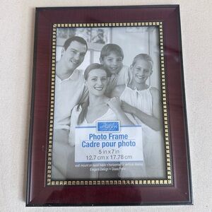 New In Package Special Moments 5x7 Cherry Wood and Gold Photo Frame